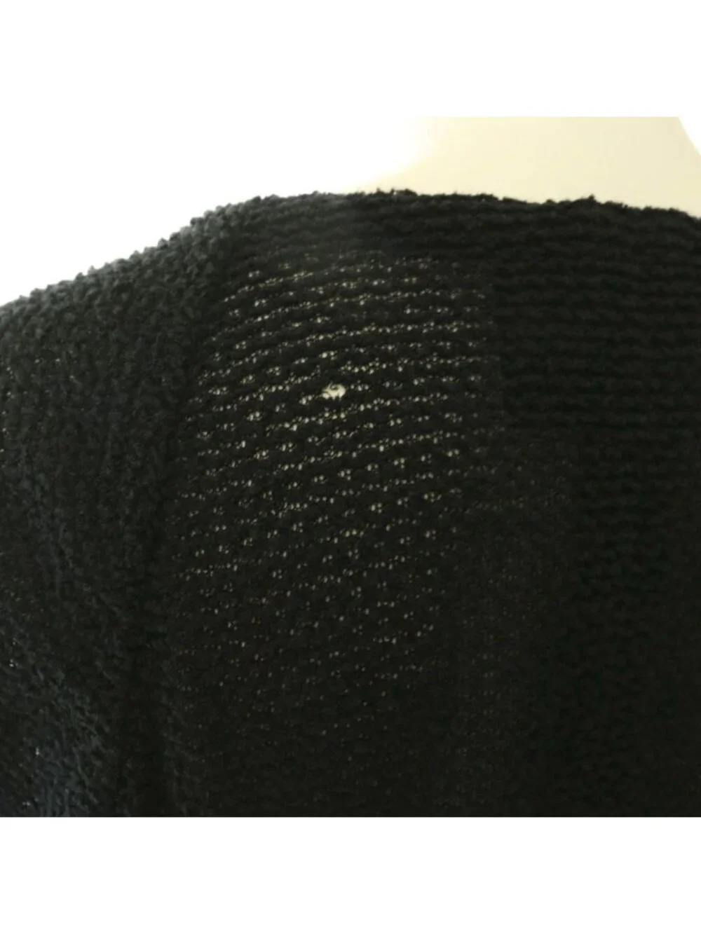 Chanel 18c Hose Button Tweed Cardigan 3/4 Sleeve 38 Black